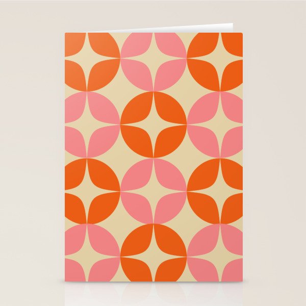 Mid Century Modern Pattern in Pink and Orange Stationery Card Gallery Image 2