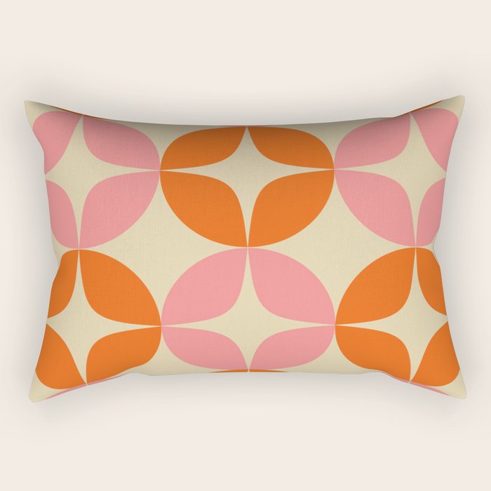 Mid Century Modern Pattern in Pink and Orange Rectangular Pillow Gallery Image 1