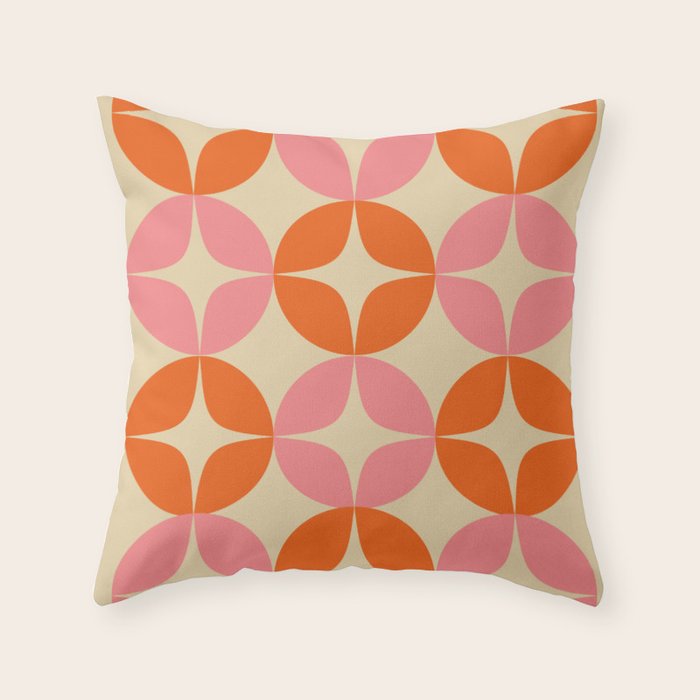 Mid Century Modern Pattern in Pink and Orange Throw Pillow Gallery Image 6