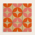 Mid Century Modern Pattern in Pink and Orange Wood Wall Art Gallery Image 1