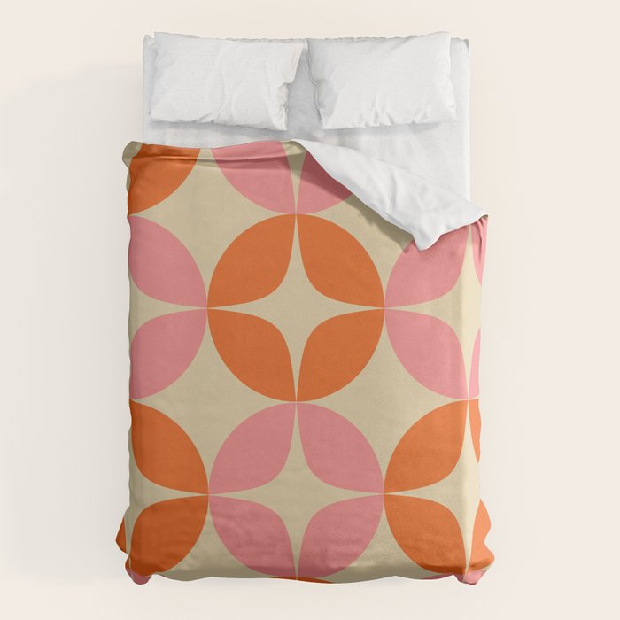 Mid Century Modern Pattern in Pink and Orange Duvet Cover Gallery Image 1
