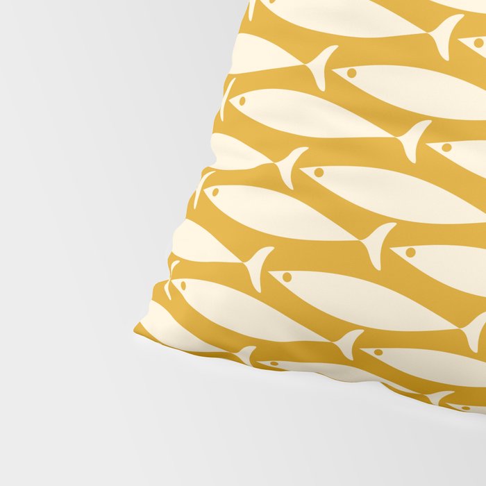 Mid Century Modern Fish Geometric Pattern in Mustard Pillow Sham Gallery Image 4