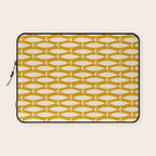 Mid Century Modern Fish Geometric Pattern in Mustard Laptop Sleeve Gallery Image 1