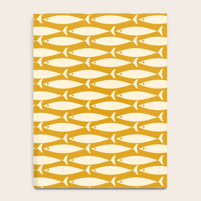 Mid Century Modern Fish Geometric Pattern in Mustard Notebook Gallery Image 4