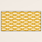 Mid Century Modern Fish Geometric Pattern in Mustard Desk Mat Gallery Image 3