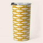 Mid Century Modern Fish Geometric Pattern in Mustard Travel Mug Gallery Image 3