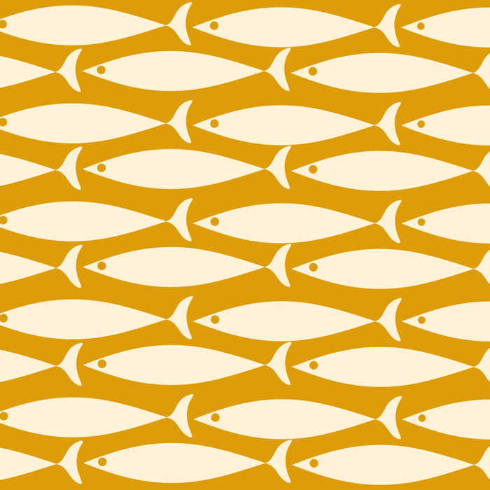 Mid Century Modern Fish Geometric Pattern in Mustard Coffee Mug Gallery Image 2