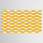 Mid Century Modern Fish Geometric Pattern in Mustard Tablecloth Gallery Image 2