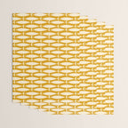 Mid Century Modern Fish Geometric Pattern in Mustard Wrapping Paper Gallery Image 3