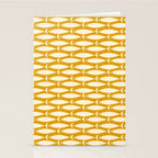 Mid Century Modern Fish Geometric Pattern in Mustard Stationery Card Gallery Image 2