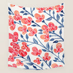 Cherry Blossoms - Melon & Navy Palette Wall Tapestry Gallery Image 4