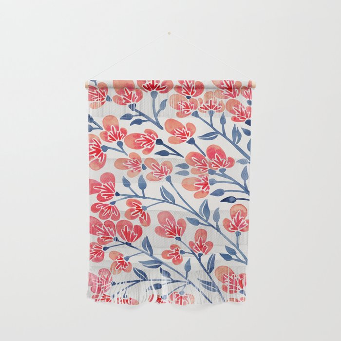 Cherry Blossoms - Melon & Navy Palette Wall Hanging Gallery Image 1