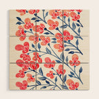 Cherry Blossoms - Melon & Navy Palette Wood Wall Art Gallery Image 1