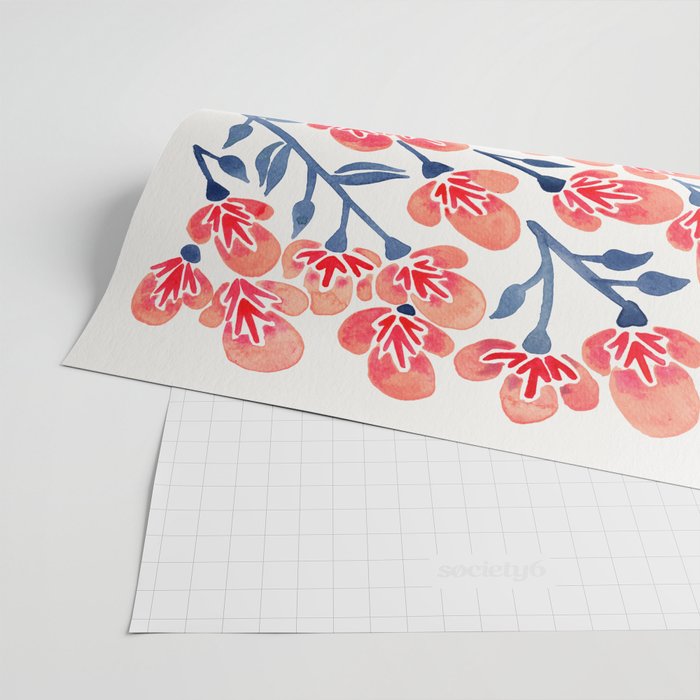 Cherry Blossoms - Melon & Navy Palette Wrapping Paper Gallery Image 2