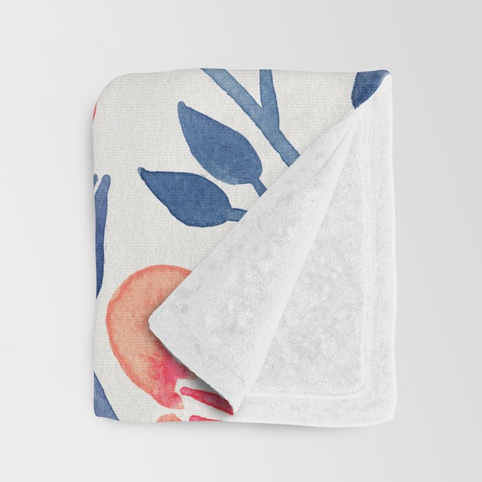 Cherry Blossoms - Melon & Navy Palette Throw Blanket Gallery Image 3