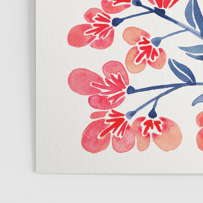 Cherry Blossoms - Melon & Navy Palette Poster Gallery Image 3