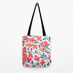 Cherry Blossoms - Melon & Navy Palette Tote Bag Gallery Image 2