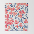 Cherry Blossoms - Melon & Navy Palette Throw Blanket Gallery Image 2