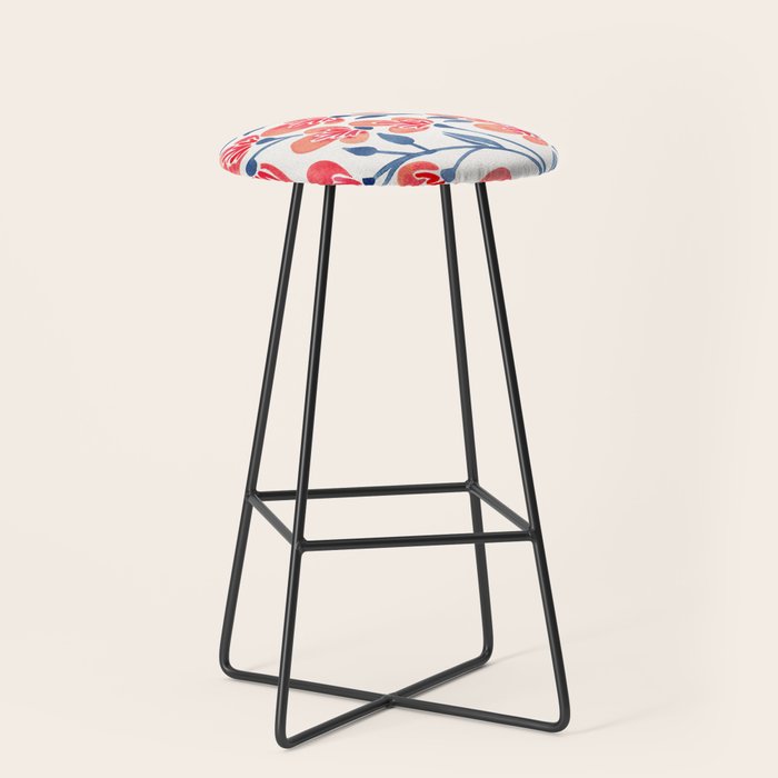 Cherry Blossoms - Melon & Navy Palette Stool Gallery Image 1