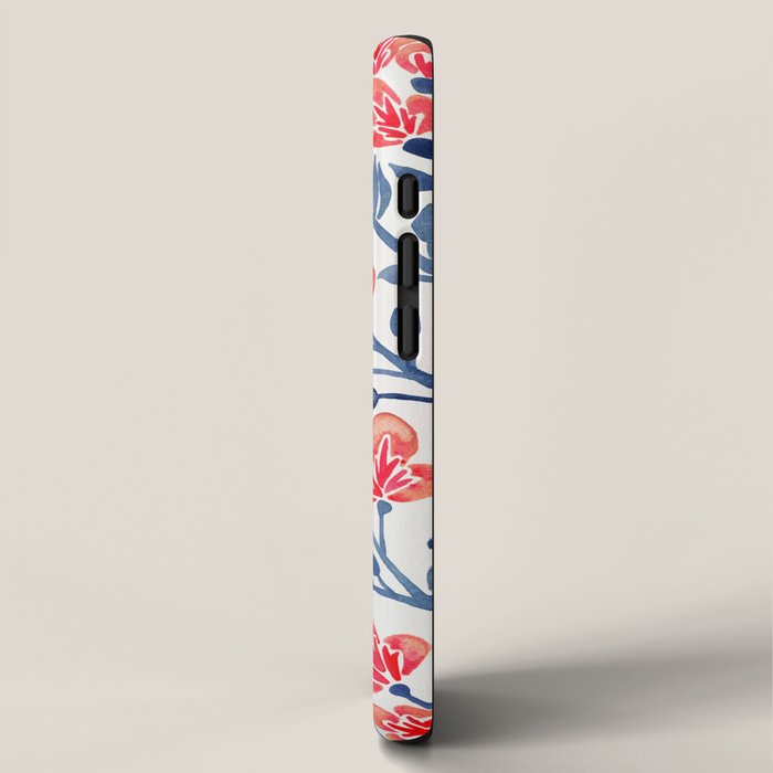 Cherry Blossoms - Melon & Navy Palette iPhone Case Gallery Image 2