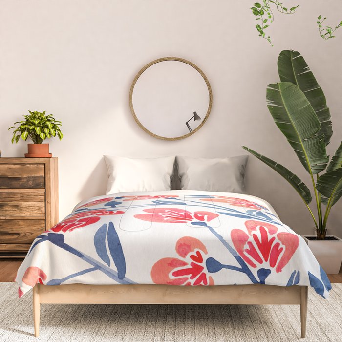 Cherry Blossoms - Melon & Navy Palette Comforter Gallery Image 3