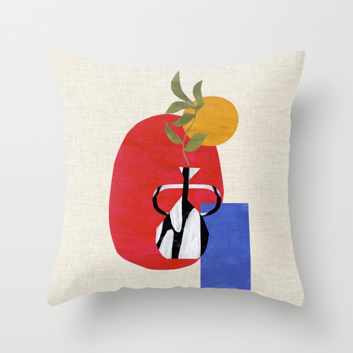 Primary Sun Tribal Vase Throw Pillow Gallery Image 1