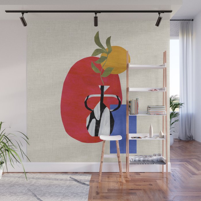 Primary Sun Tribal Vase Wall Mural Gallery Image 1
