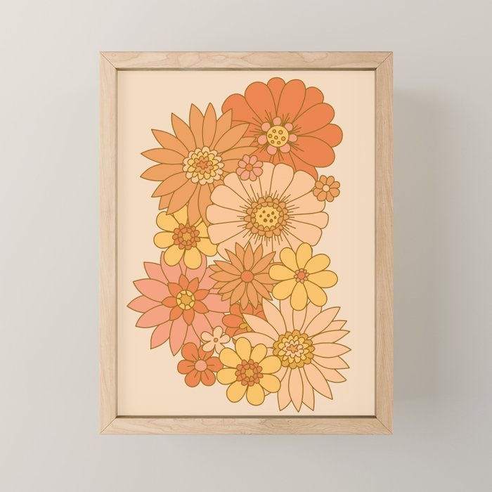70s Retro Daisy Floral Mini Art Print Gallery Image 1