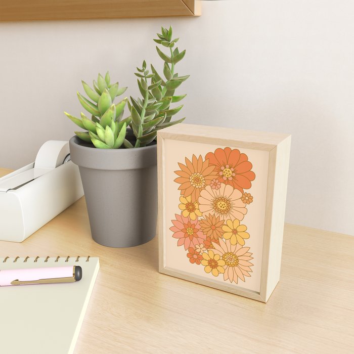 70s Retro Daisy Floral Mini Art Print Gallery Image 2