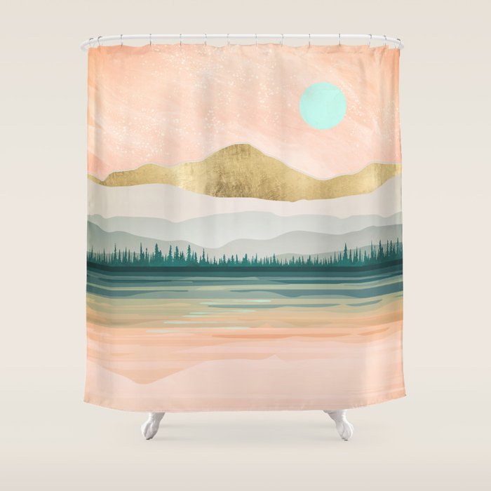 Spring Forest Lake Shower Curtain Gallery Image 1
