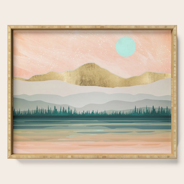Spring Forest Lake Serving Tray Gallery Image 1