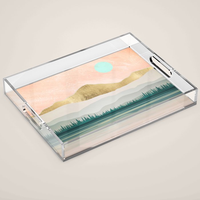 Spring Forest Lake Acrylic Tray Gallery Image 1