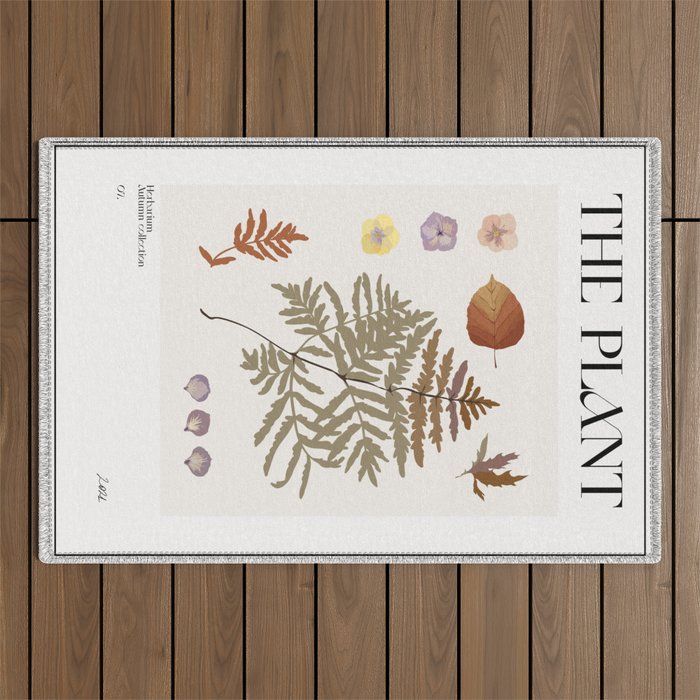 Autumn botanical art Herbarium 4 Outdoor Rug Gallery Image 1