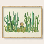 In my happy place - hedgehog meditating in cactus jungle Serving Tray Gallery Image 1