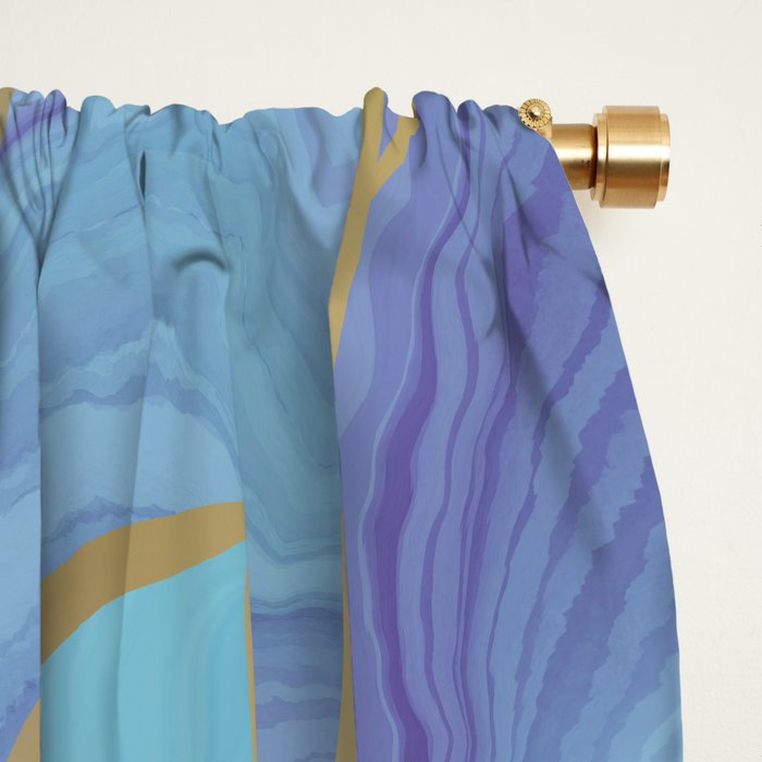 Flower Bloom, Teal, Turquoise, Purple, Gold Window Curtain Gallery Image 2