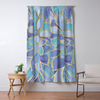Flower Bloom, Teal, Turquoise, Purple, Gold Window Curtain Gallery Image 5