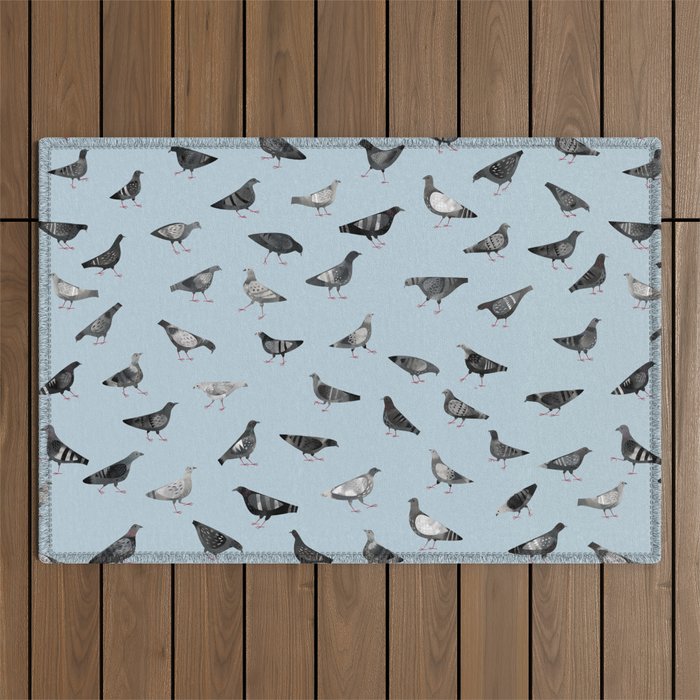 Pigeons Doing Pigeon Things Outdoor Rug Gallery Image 1