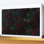 Vintage Black Dramatic Glamour Autumn Romanticism: Maximalism Moody Florals - Grand Millennial Midnight burgundy Roses Black Roses Bouquets and Nostalgic Gothic Mystic Flowers Wall Mural Gallery Image 2
