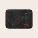 Vintage Black Dramatic Glamour Autumn Romanticism: Maximalism Moody Florals - Grand Millennial Midnight burgundy Roses Black Roses Bouquets and Nostalgic Gothic Mystic Flowers Bath Mat Gallery Image 1