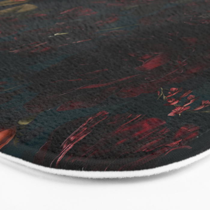 Vintage Black Dramatic Glamour Autumn Romanticism: Maximalism Moody Florals - Grand Millennial Midnight burgundy Roses Black Roses Bouquets and Nostalgic Gothic Mystic Flowers Bath Mat Gallery Image 3