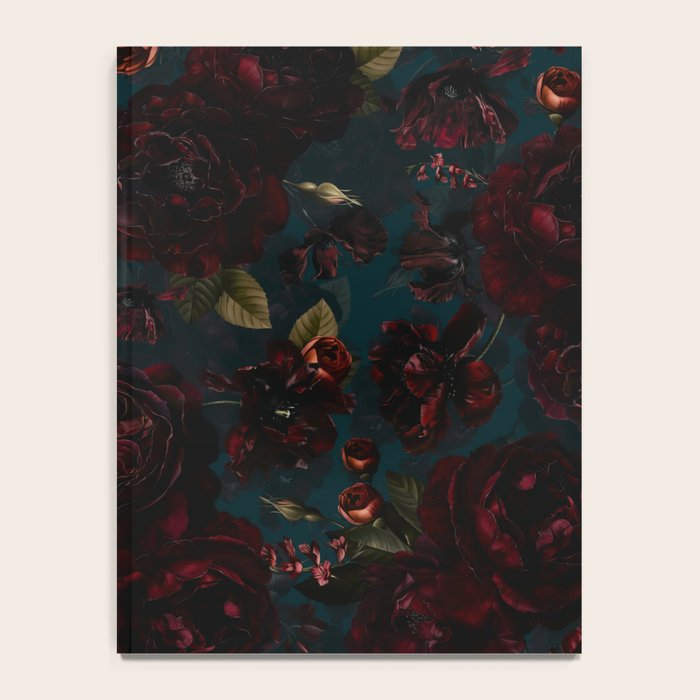 Vintage Black Dramatic Glamour Autumn Romanticism: Maximalism Moody Florals - Grand Millennial Midnight burgundy Roses Black Roses Bouquets and Nostalgic Gothic Mystic Flowers Notebook Gallery Image 4