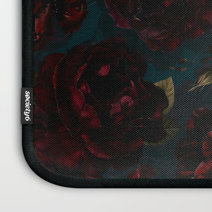Vintage Black Dramatic Glamour Autumn Romanticism: Maximalism Moody Florals - Grand Millennial Midnight burgundy Roses Black Roses Bouquets and Nostalgic Gothic Mystic Flowers Laptop Sleeve Gallery Image 3