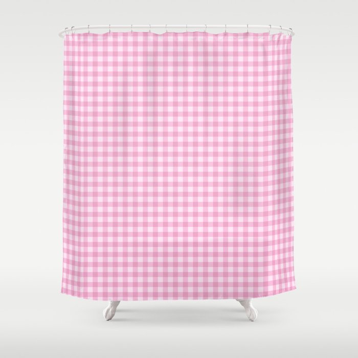 Gingham Plaid Pattern - Pastel Pink Shower Curtain Gallery Image 1