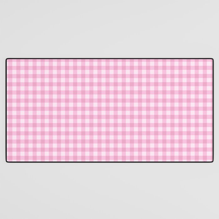 Gingham Plaid Pattern - Pastel Pink Desk Mat Gallery Image 3