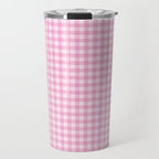 Gingham Plaid Pattern - Pastel Pink Travel Mug Gallery Image 1