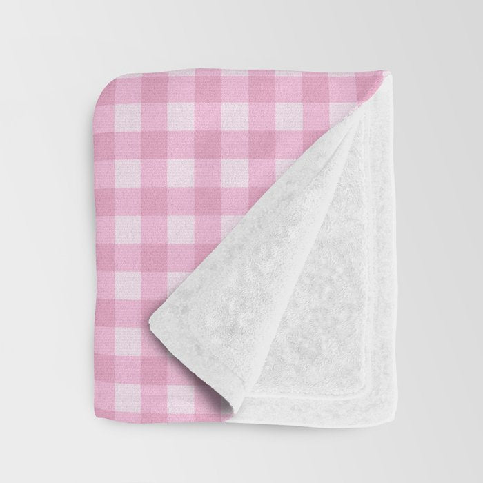 Gingham Plaid Pattern - Pastel Pink Throw Blanket Gallery Image 3