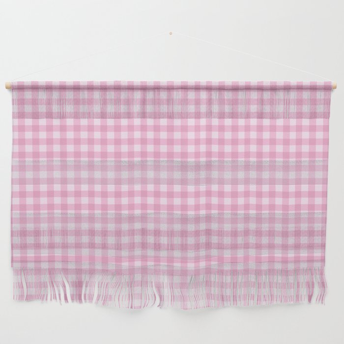 Gingham Plaid Pattern - Pastel Pink Wall Hanging Gallery Image 1