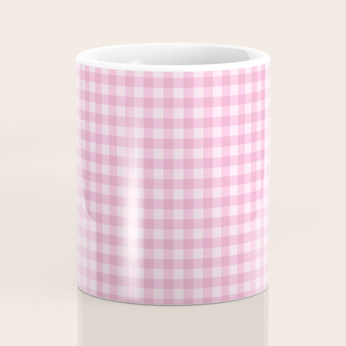 Gingham Plaid Pattern - Pastel Pink Coffee Mug Gallery Image 4