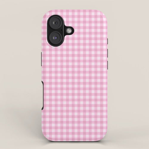 Gingham Plaid Pattern - Pastel Pink Iphone Case