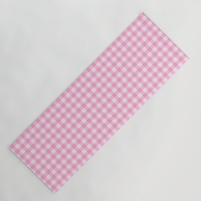 Gingham Plaid Pattern - Pastel Pink Yoga Mat Gallery Image 1